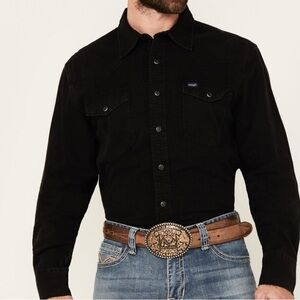 Wrangler Black Button-Up Denim Shirt